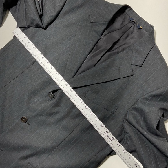 Brooks Brothers Madison Fit 1818 Wool 3 Button Suit Gray / Blue Pinstripe 43 L - Picture 7 of 14